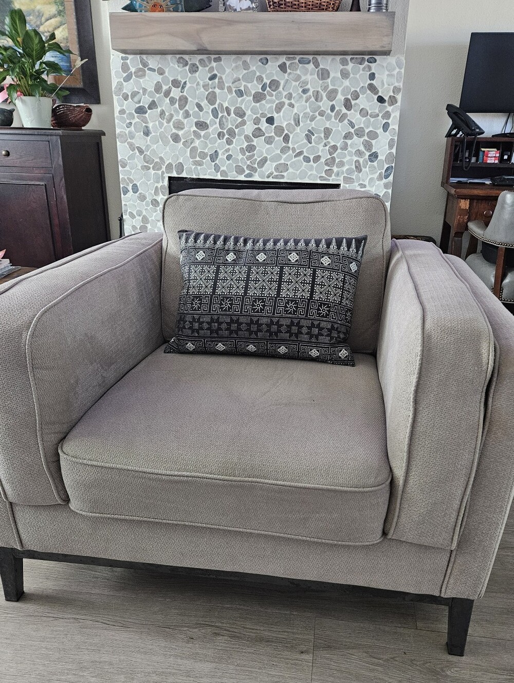 Batik Black and White Pattern Accent Pillow -